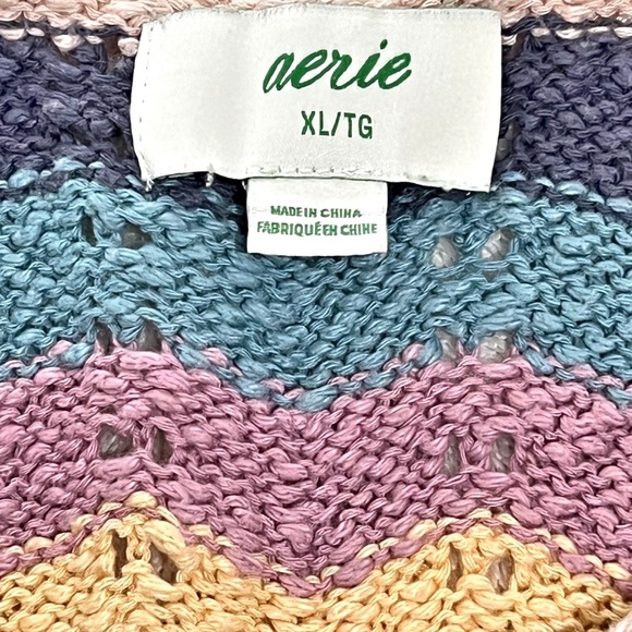 [Aerie]Pastel Multicolor Striped Crochet Knit Sleeveless Summer Tank Top… - Picture 5 of 8